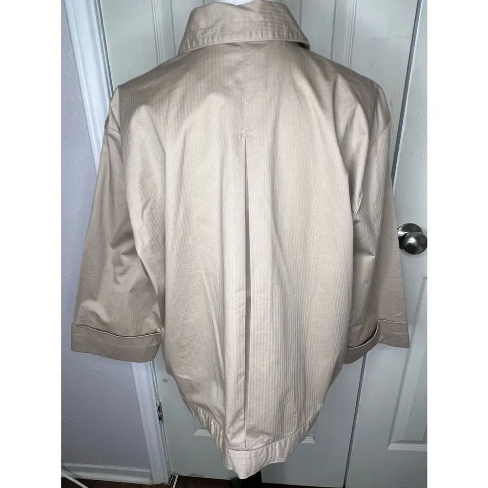 New Coldwater Creek Classic Beige Short Trench Style Women Jacket S XL Timeless